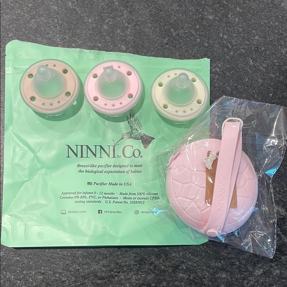 Pink Silicone Pacifier Set with Clip